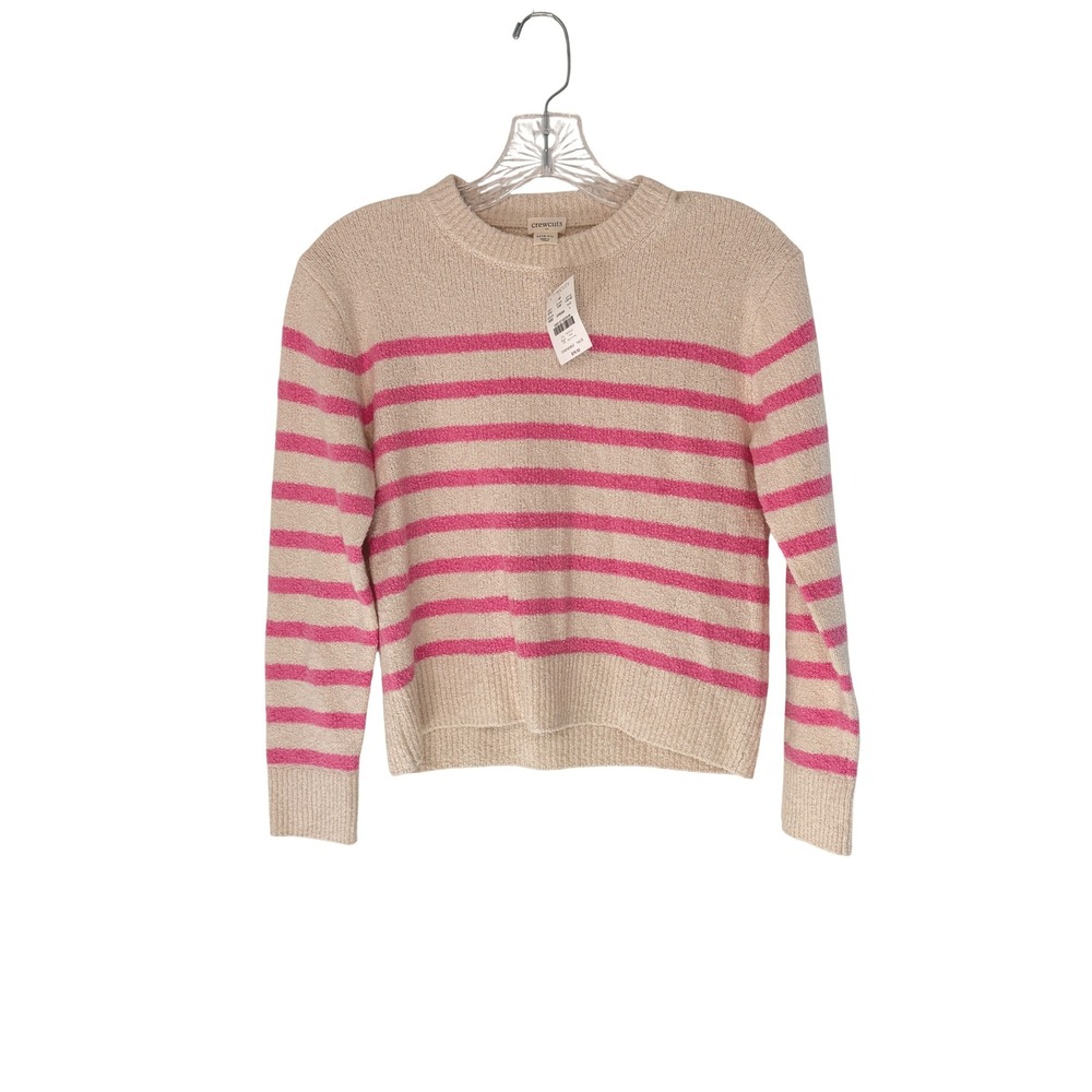 J.Crew Crewcuts Girls' Striped Sweater Pink Cream Long Sleeve Crewneck Large